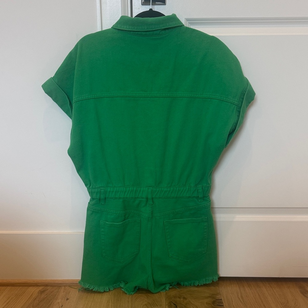 Stylish Green Distressed Women's Romper - Picture 4 of 6